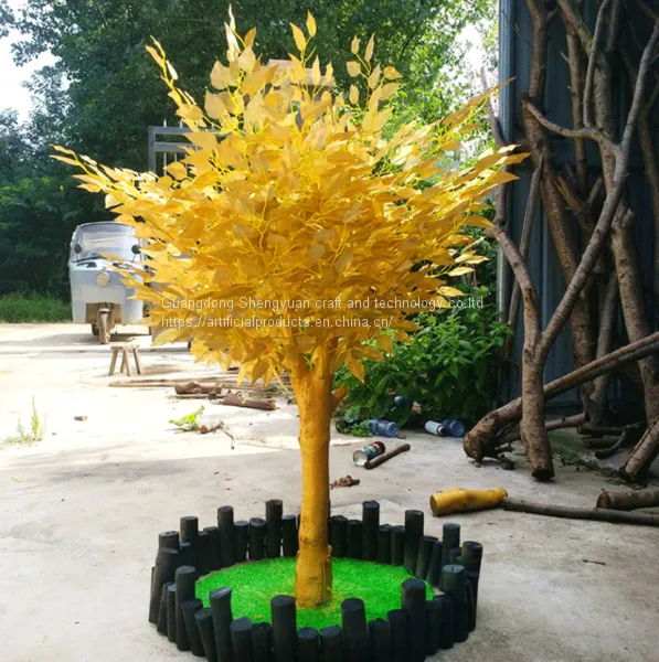 Fiberglass Trunk Golden Artificial Banyan Tree for Decoration photo-4