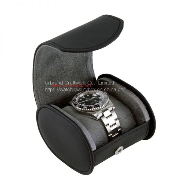 Handmade Single Jewelry PU Leather Watch Gift Box for Travel Home Use Black photo-3