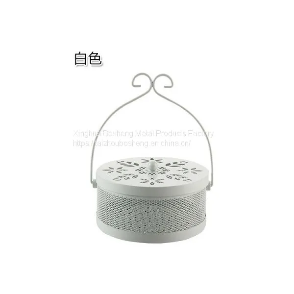 Iron Fireproof Mosquito Coil Box Tray Household With Lid Gray Color photo-4