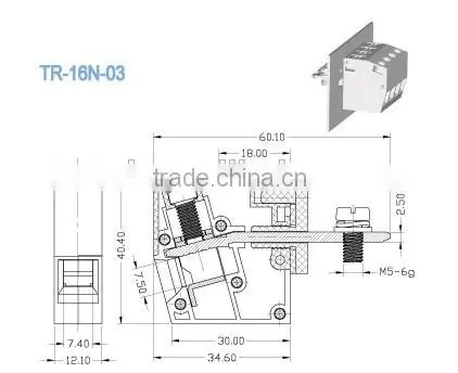 Termin Block Pitch 12.1mm Through Panel Terminal Blocks Bulkhead Connectors 600V 85A 2P-24P photo-2