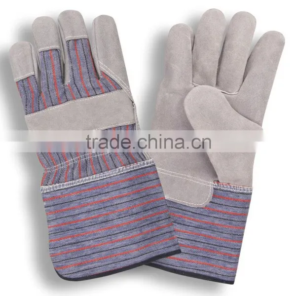 Split Leather Safety Gloves With Multi Color Cuff photo-4