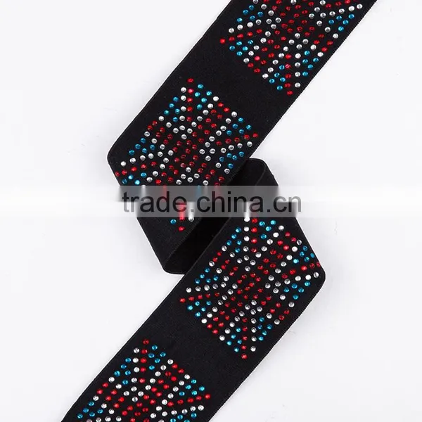 Custom Brand Names Golden Wide Black Textile Elastic Band photo-4