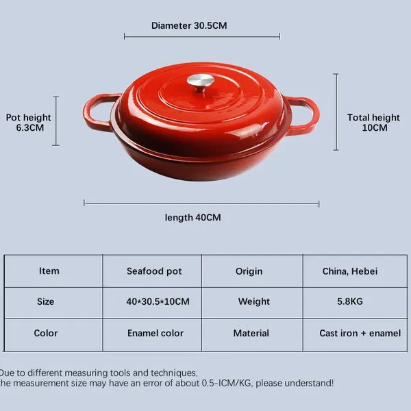 Dutch Oven Pot With Lid - Non Stick Dutch Oven for Sourdough Bread Baking - Cast Iron Cooking Seafood Pot - Oven Safe Stock Pot photo-4