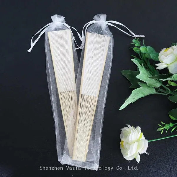 Portable Carved Bamboo Hand Fans for Weddings Folk Art Painted Design Folding Hand Fan photo-4