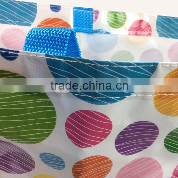 Colorful Round Dot Design Easy Clean Pvc Coated Cotton Shopping Bag photo-6