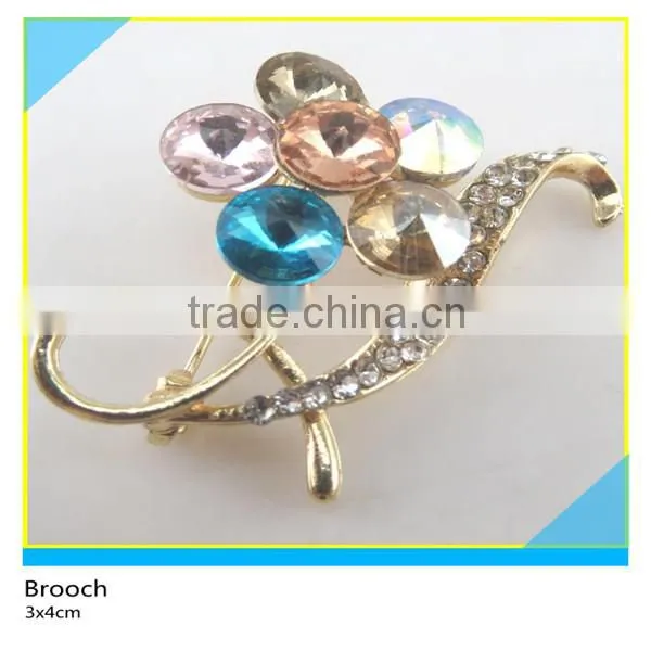 Gold Metal Base Topaz Square Rhinestone Brooch Glass Stone Brooch 3x5cm photo-2