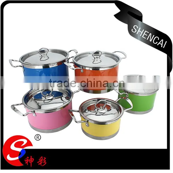 5pcs Double Bottom Capsule Buttom Colored Stock Pot With Glass Lid/ Soup Cookware Sets photo-5