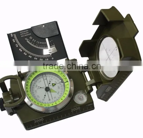 metal waterproof and shockproof compass zinc alloy material military green