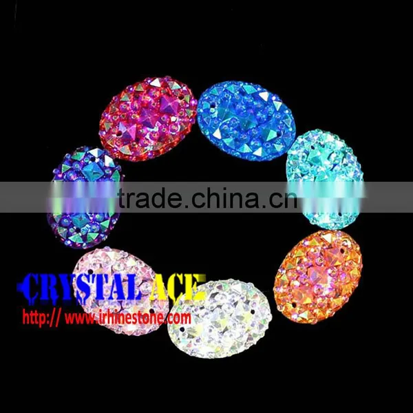 New Design Pink AB Crocodile Back All Sky Star Ellipse Flat Back Resin Sew on Stone for Clothing Textiles Multi-color Optional photo-6
