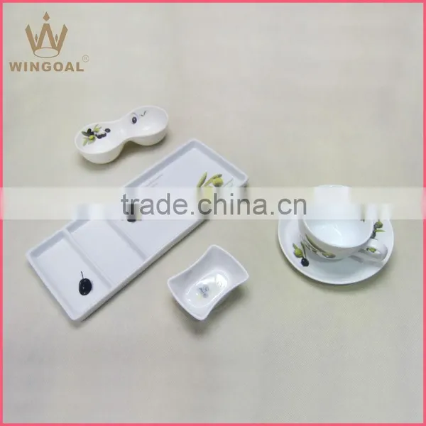 Porcelain Dinner Set With Olive Decal photo-2