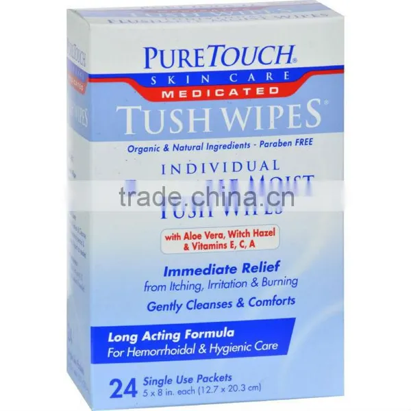 Puretouch Individual Flushable Moist Tush Wipes - 24 Packets