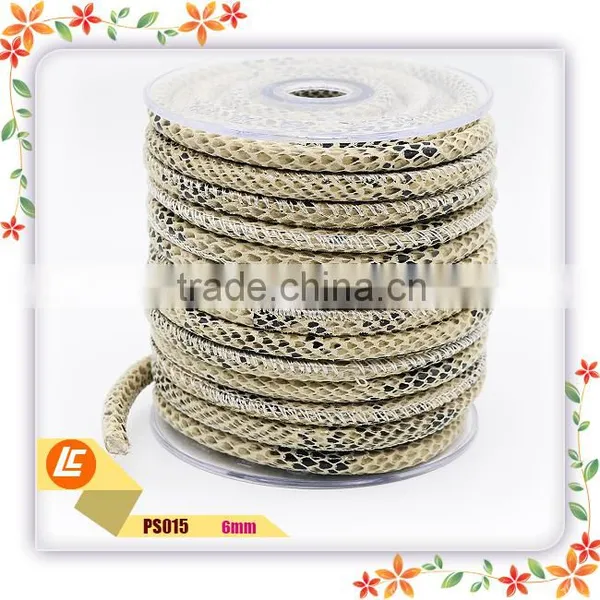 2016 Luxury Gray Natural Stitching Python Leather Cord 6mm photo-4