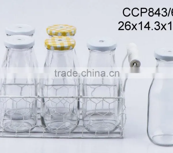 Glass Bottle With Straw With Metal Rack(CCP843/6T) photo-3
