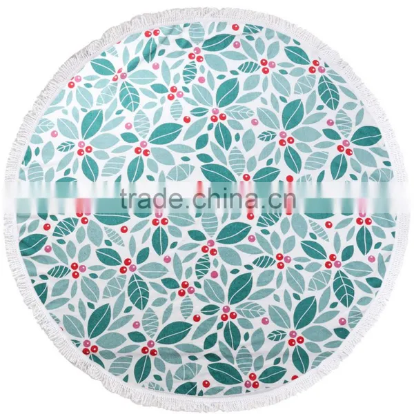 100% Cotton Zero-twist Yarn Printing Super Soft Customized Round Beach Towel With Tassels