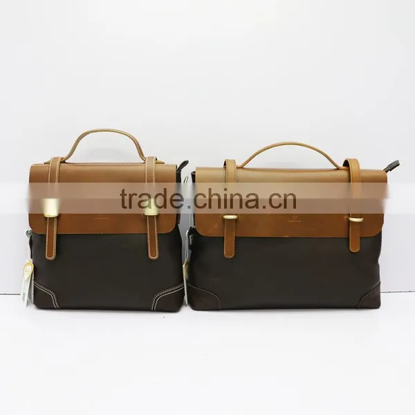 High Quality European Style Portable Briefcase Coffee Real Leather Men's Shoulder Bag photo-6