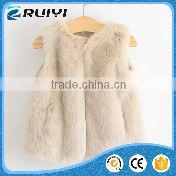 Kids Clothes, Light Pink Fur Vest Sale, Factory Rabbit Fur Vest photo-4