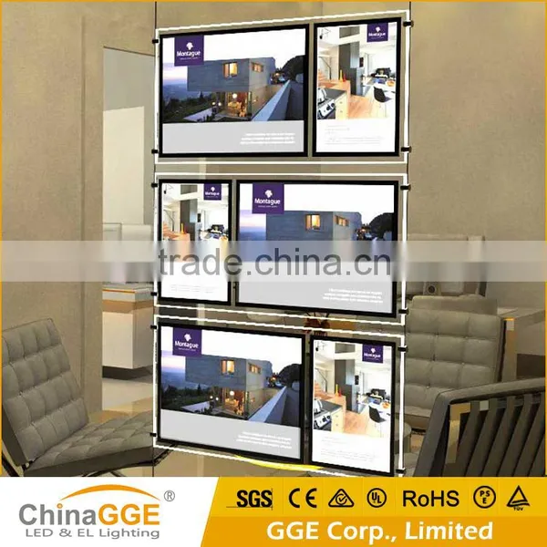 Slim Indoor Wall Hanging Backlit Crystal Advertising Light Box Window Display Real Estate Light Pockets photo-4