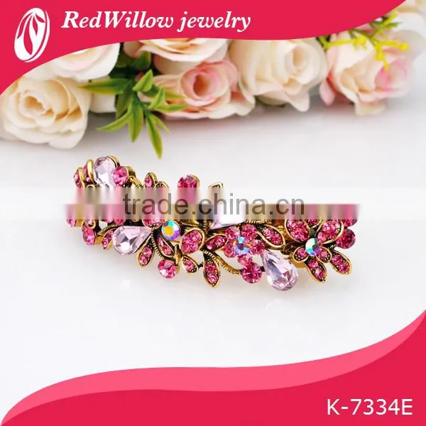 Wholesale Fashionable Gold Metal Rhinestone Hair Barrettes photo-3