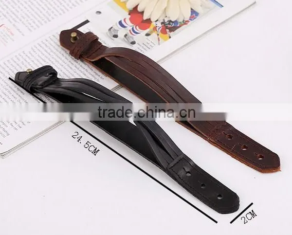 Mens Genuine Leather Wrap Bracelet Fashion Wristband Cuff Bracelet Womens Bangle photo-4