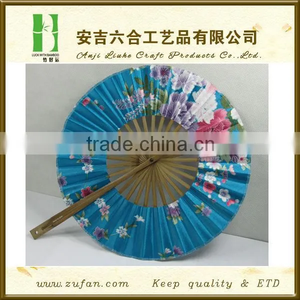 New Hand Made Circle Cloth Bamboo Hand Fan photo-2