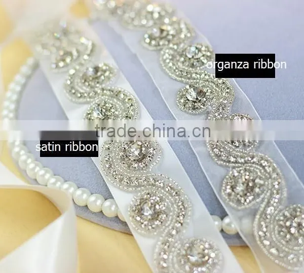 Elegant Graceful Crystal Beaded Bridal Sash Belt for Wedding Dress photo-2