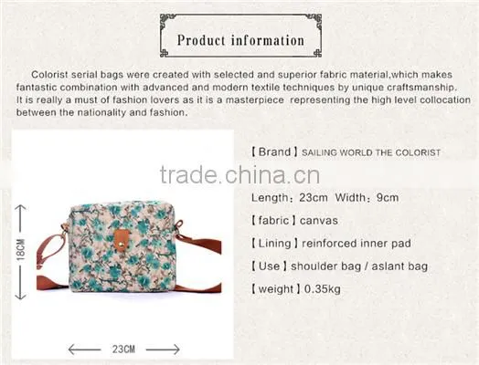 2016 Classic Chinese Folk Style Fancy Floral Canvas Lady Sling Bag photo-5