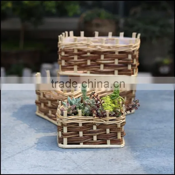 Handled Colorful Weaving Large Wicker Baskets photo-2
