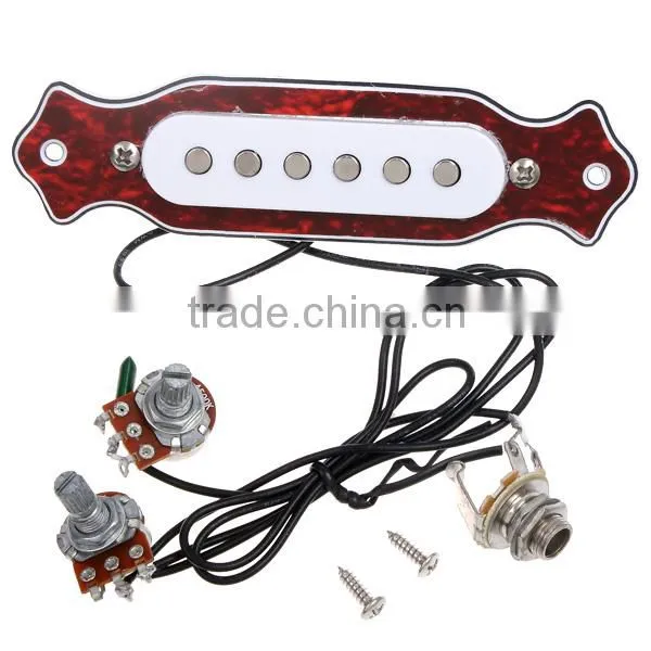 Red Chelonian Shell Sound Hole Magnetic Pickup for Folk Acoustic Electric Guitar photo-6
