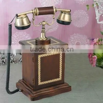 Antique Brass Wood Telephone