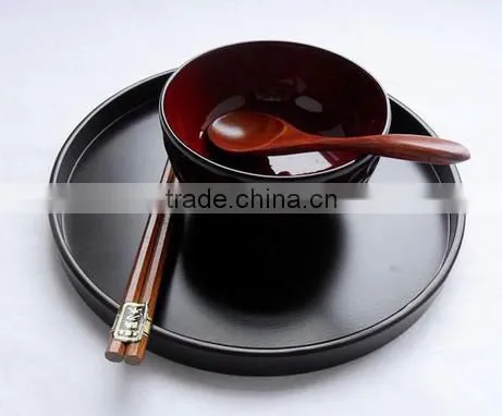 Round Black Wooden Tray for Hotel photo-3