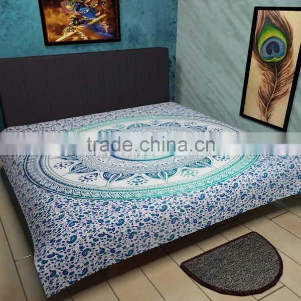 Queen Size Hippie Ombre Indian Cotton Mandala Tapestry photo-2