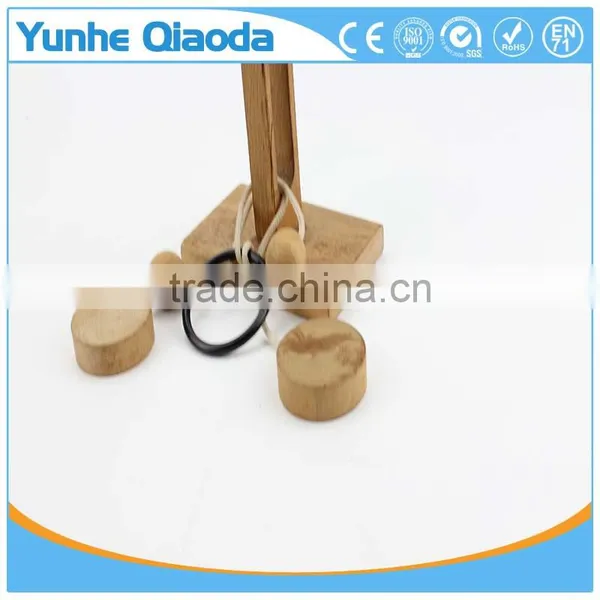 String Puzzle on Wood Base Classical Wooden Puzzle Set Solution Rope Central Brain Teaser for Adults Game photo-2