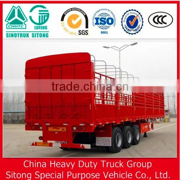 High Quality 3 Axle Mechanical Suspension Double Tires , Wood Floor Fence / Grid / Stake Side Wall Semi Trailer for Sale photo-5