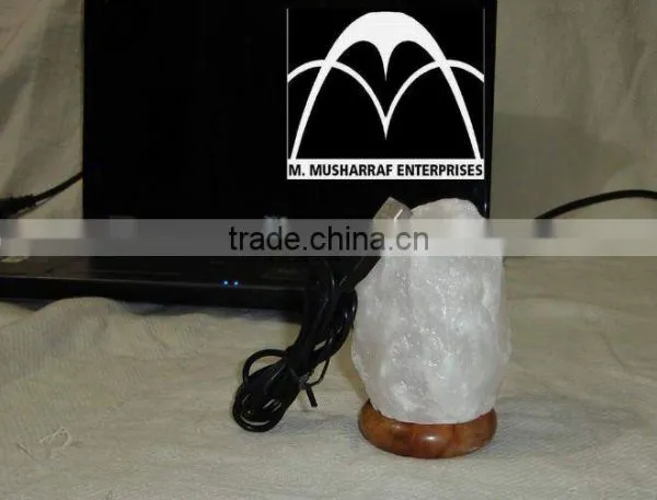 Himalayan Rock Salt USB Tiny WHITE Lamps NATURAL photo-2