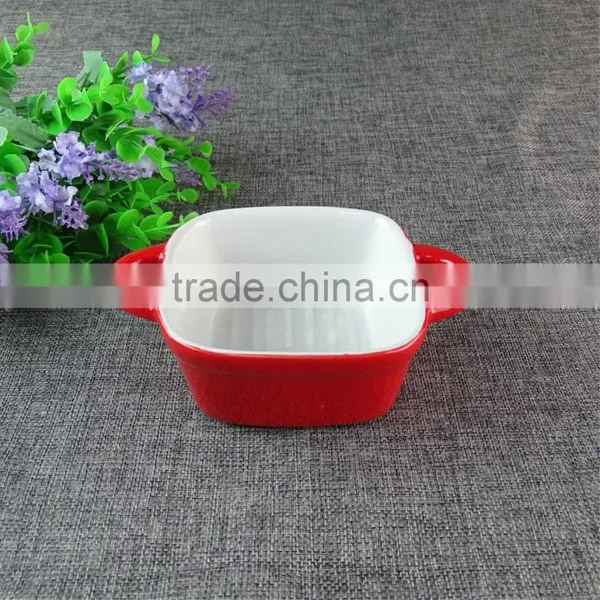 Stocked Cheap Round Glazed Ceramic Baking Plate Three Size Bakeware Daily Kitchen Tool for Wholesale photo-2