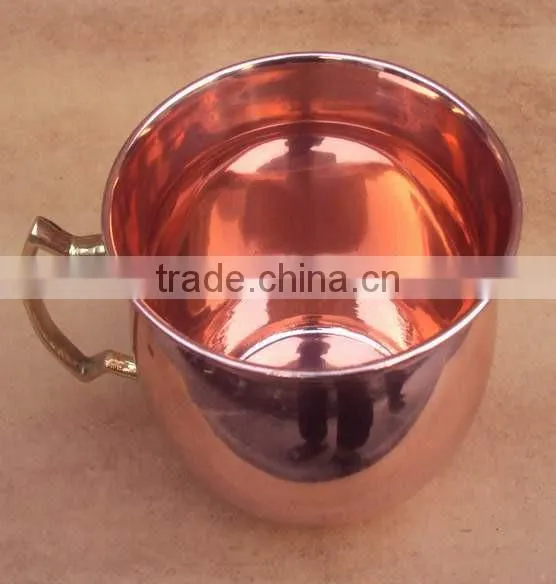 NEW DESIGN BPA FREE SMOOTH MOSCOW MULE 100% PURE COPPER MUG WITH BRASS HANDLE photo-4