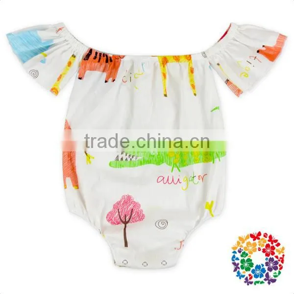 Baby Girls 4Th If July New Style Off Shoulder Flag Romper Fashion Design Flutter Sleeve Romper Baby photo-3