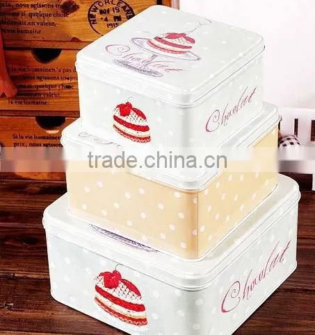 3pcs Metal Sugar Coffee Cake Tin Canister,metal Tin Box Packaging Sweet, Square Tin Can With Color photo-2