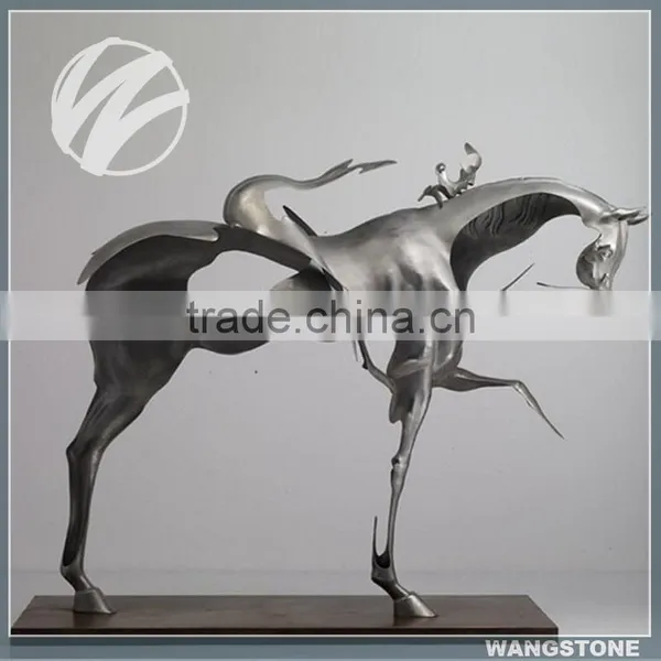 Life Size Metal Man With Horse Statue photo-2