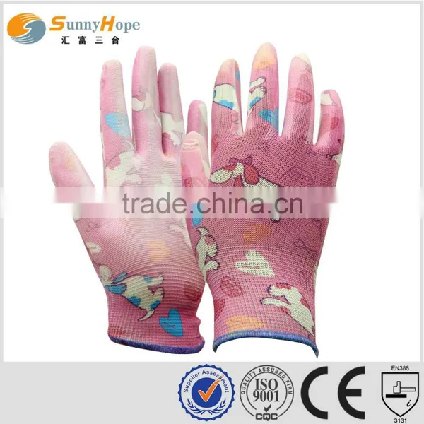 13 Gauge Nylon Printed PU Palm Coated Garden Gloves photo-2