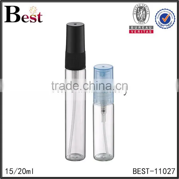 2017 Hot New Products Cosmetic Packaging 15ml 20ml Clear Blue Bottle Perfume Pump Sprayer Perfume Bottle Black Cosmetic Toner