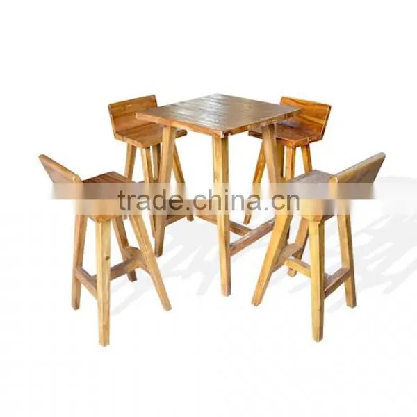 Set Of Rustic Look Teak Barstool Model Square photo-3