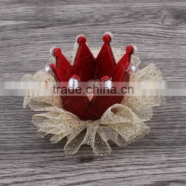 Fabric Lace Flower Crown With Glitter Clip for Kids Hair Accessories photo-3