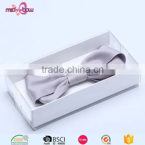 Custom Size Grey Ribbon Boys Mens Bow-tie With Alligator Clip photo-5