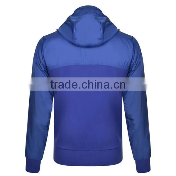 Cotton Polyester Mens Zipper Plain Royal Blue Hoodie photo-3