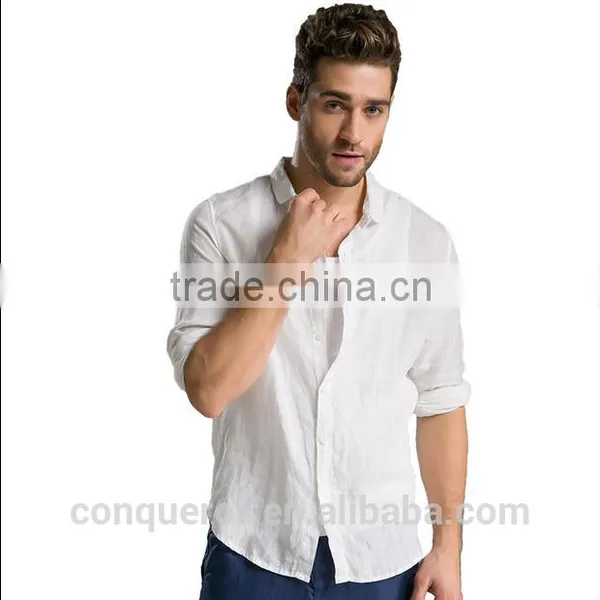 Men's White Linen Shirt HOT! MSRL0043 photo-3