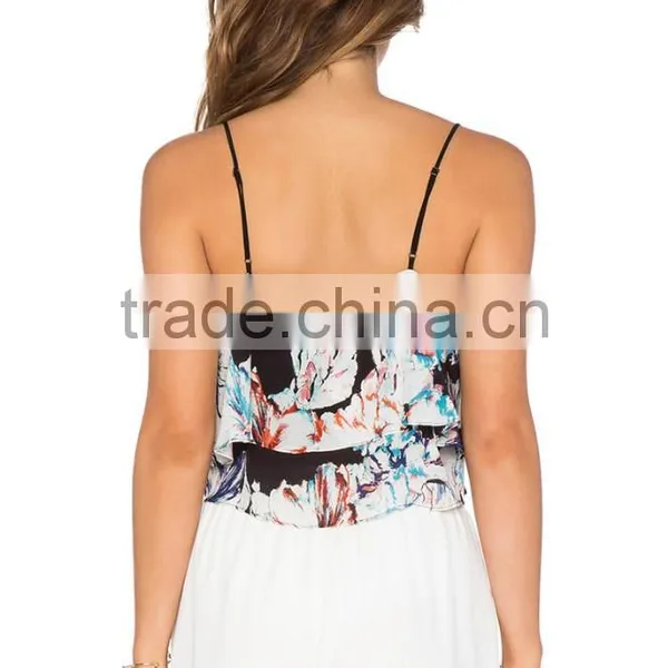 Cheap Women Floral Tops Spaghetti Strap Tank Top Manufacturer photo-3