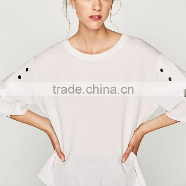 Wholesale Women Custom Top Casual Woman Hollow Buckle T-Shirt China Supplier photo-5