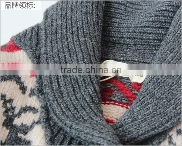 Korean Style Reindeer Patterns Baby Wool Sweater Cardigan photo-3