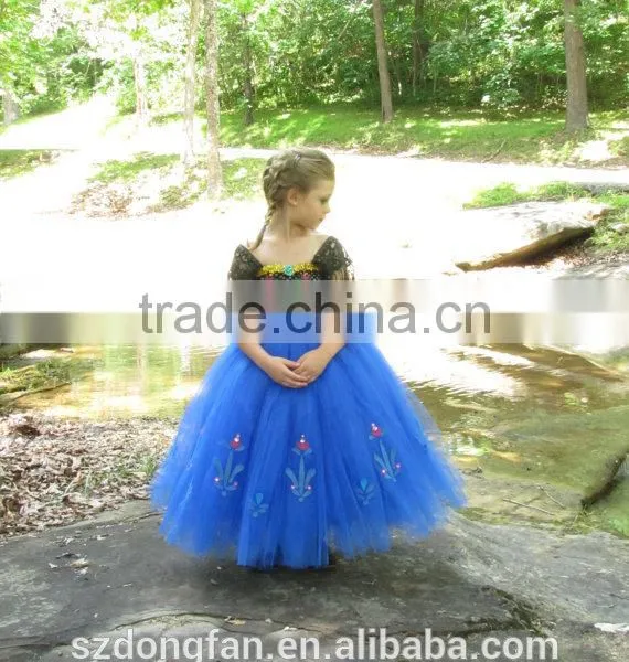 Princess Girls Blue Lace Tutu Dress Kids Long Frocks Design Dress photo-2